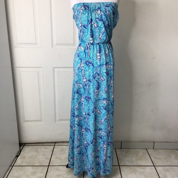 Lilly Pulitzer 70671 Marlisa Nice Tail Mermaid Maxi Dress Strapless Size XS - Picture 2 of 16